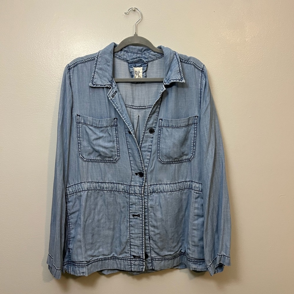 light wash jean jacket, thin material